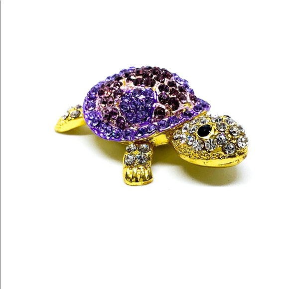 Lavender Rhinestone Crystal Turtle Trinket Dish - Picture 7 of 10
